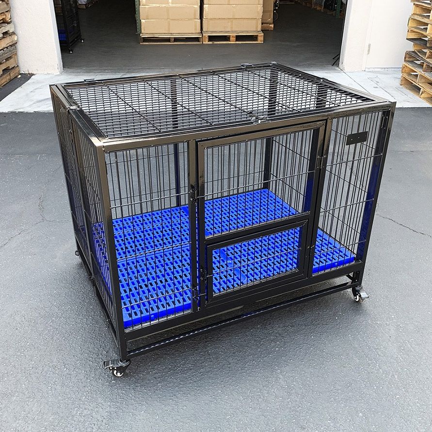 $155 (Brand New) Heavy duty dog cage 41x31x34” single door folding kennel w/ plastic tray