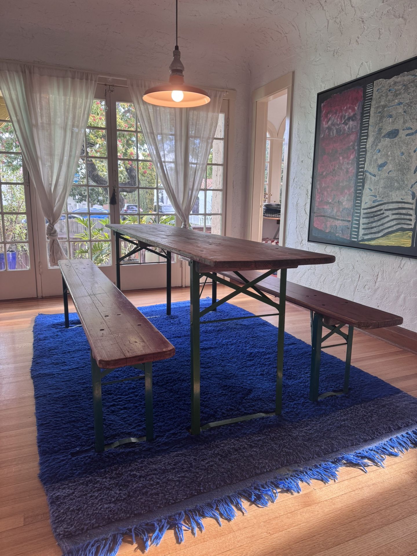 Vintage German Beer Garden Table & Benches