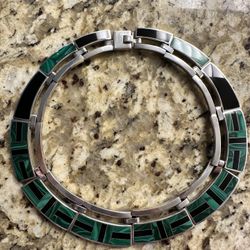 Vintage Taxco Silver, Onyx And Turquoise Necklace 