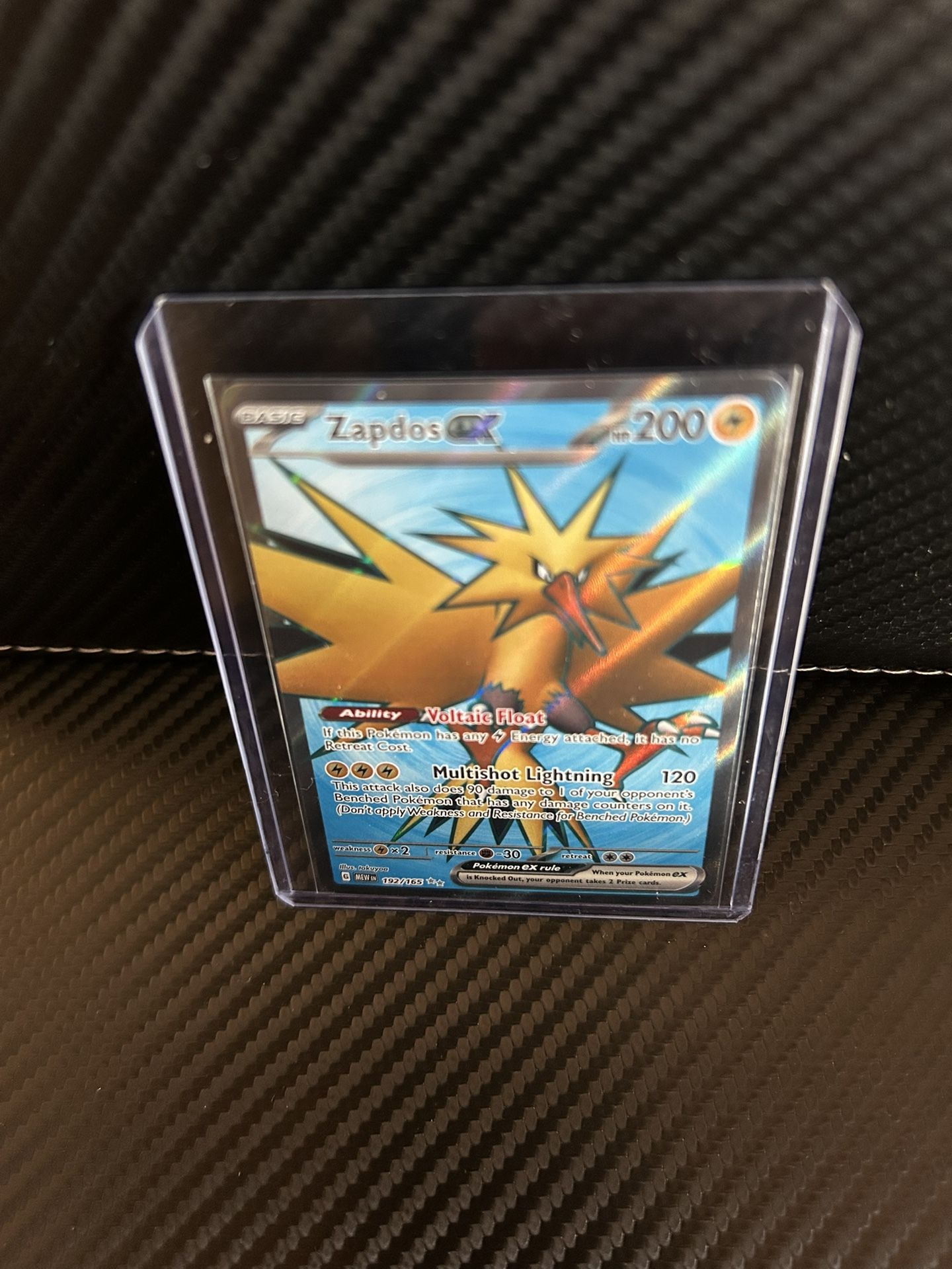 Pokemon Zapdos ex 192/165 Scarlet & Violet 151 Ultra Rare Full Art Holo NM
