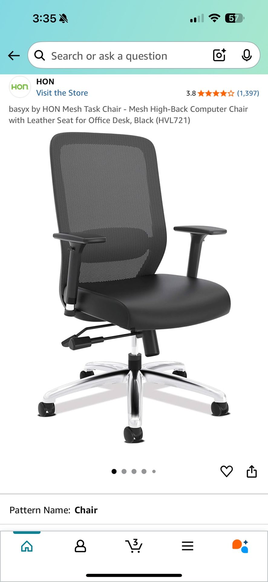 Brand New Black HON Mesh Tall Back Ergonomic Office Chair w/Adjustable Armrests & Lumbar Support