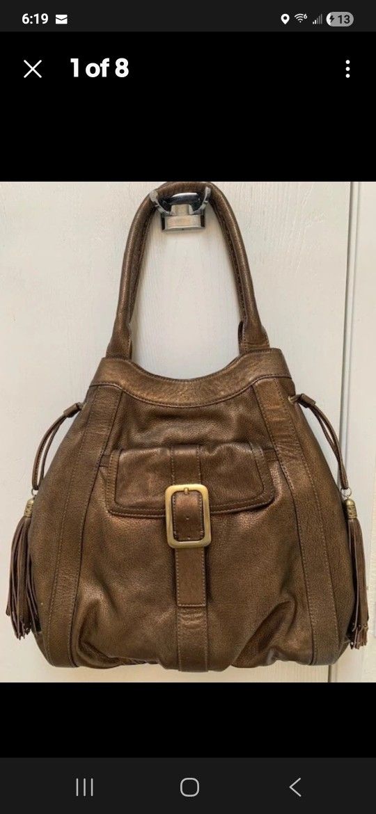Cole Haan Leather Handbag ViI9llage Hobo Copper XL