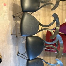 4 Stainless Steel, Leather Cushion Chairs