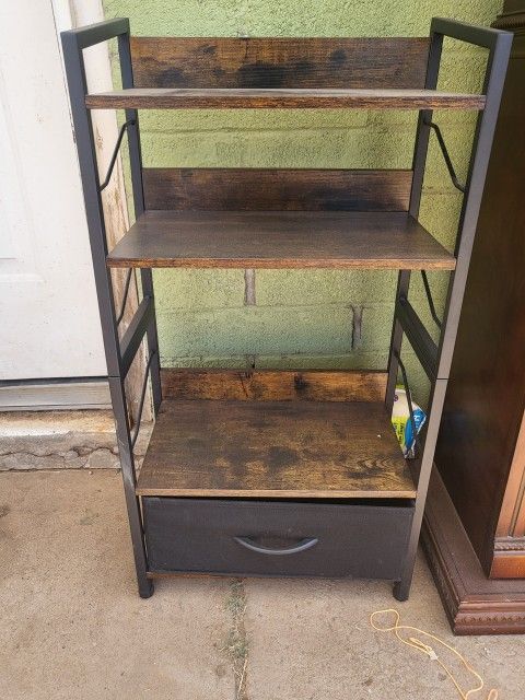 Small Bookshelf, 4 Tier Wood Book Shelf With Draw