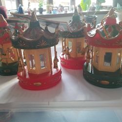 Lot Of 4 New Christmas Carousel Horse Ornaments