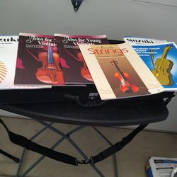 Full Size Violin With Books And Stand
