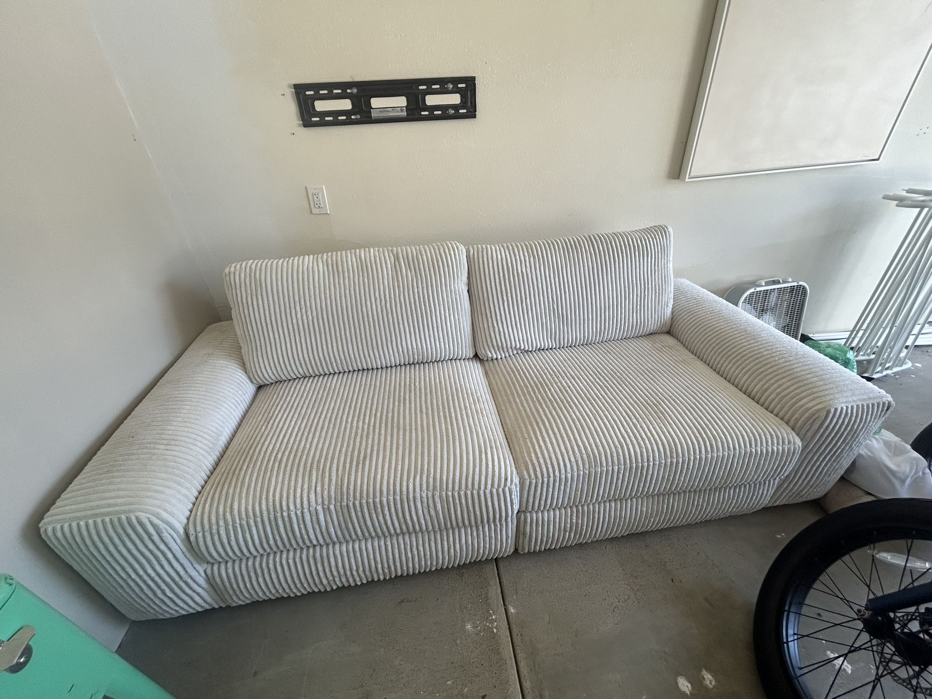 White soft, corduroy couch available