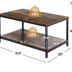 ZENSTYLE Metal Frame MDF Coffee Table Home Tea Table Side End Table Brown - Brand New in Box 