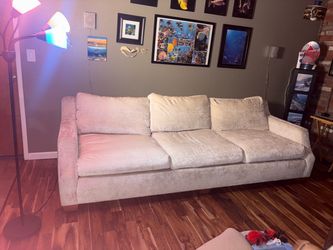 3-Seat Velvet Sofa Cream White