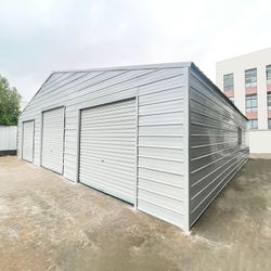 39FT x 39FT Metal Barn – Heavy-Duty Steel Building with 3 Rolling Doors Metal Garage Storage Shed - The customer must have unloading capabilities, suc