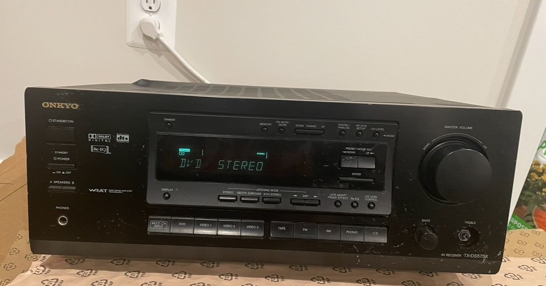 Onkyo TX-DS575X AV Receiver Tested Working Good But Has A Dent That Needs Repair
