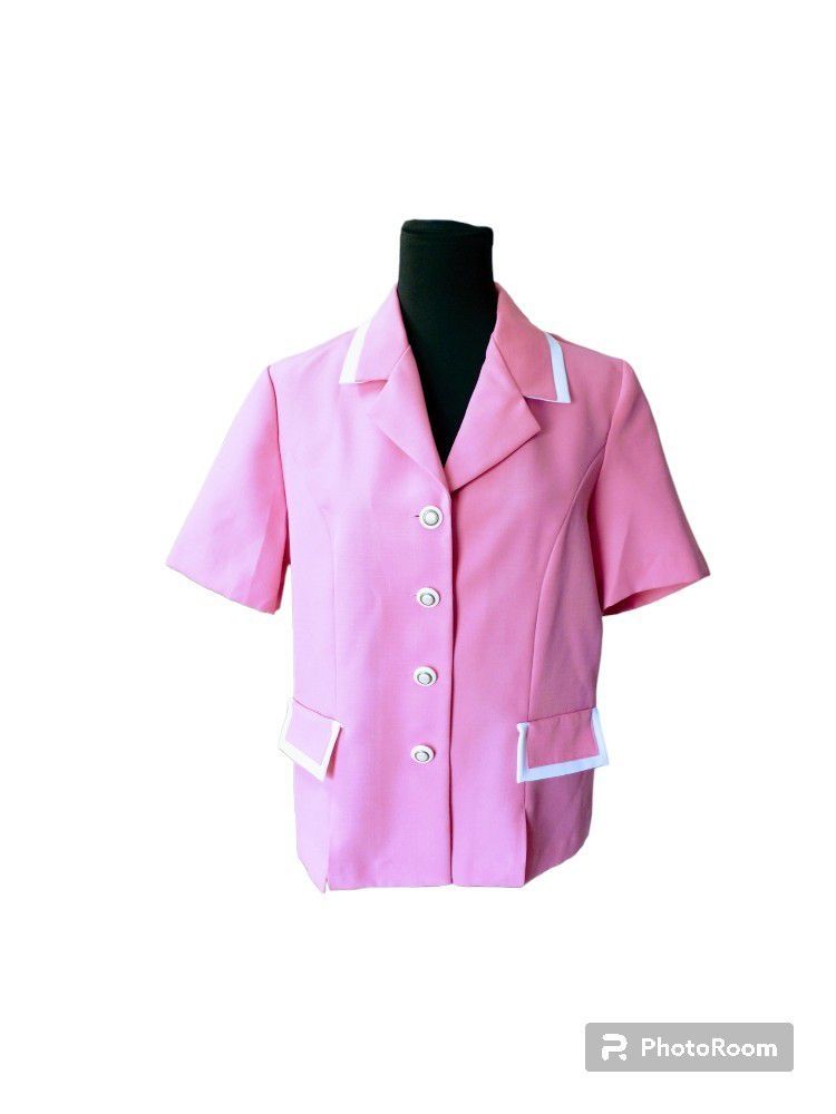 Elisabeth Williams Pink Short Sleeve Tweed Jacket.