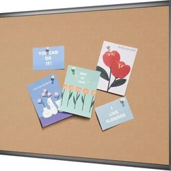 VIZ-PRO Cork Notice Board, 48 X 36 Inches, Cork Bulletin Board with Black Aluminium Frame