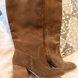 Vince Camuto Suede Brown High Knee Boots Size 8.5 Brand New