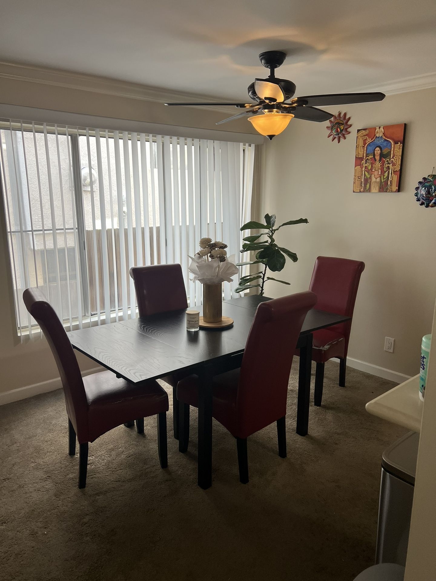 Dinning Set Black Table & Red Chairs for Sale in Temple City, CA