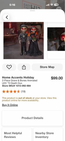 Home Accents Holiday 2-Piece Grave & Bones Animated LED 'Til Death Duo