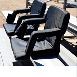 Folding Stadium Seat Chair with Back Support and Cushion for Bleachers 2 Pack, Reclining Bleacher Seat with Back, Armrests and Cup Holders