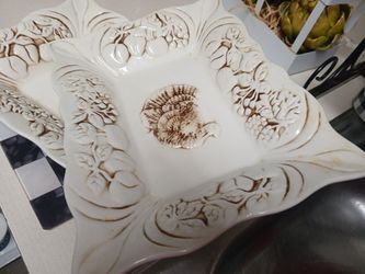 Ceramic Turkey Serving Platter/Plates