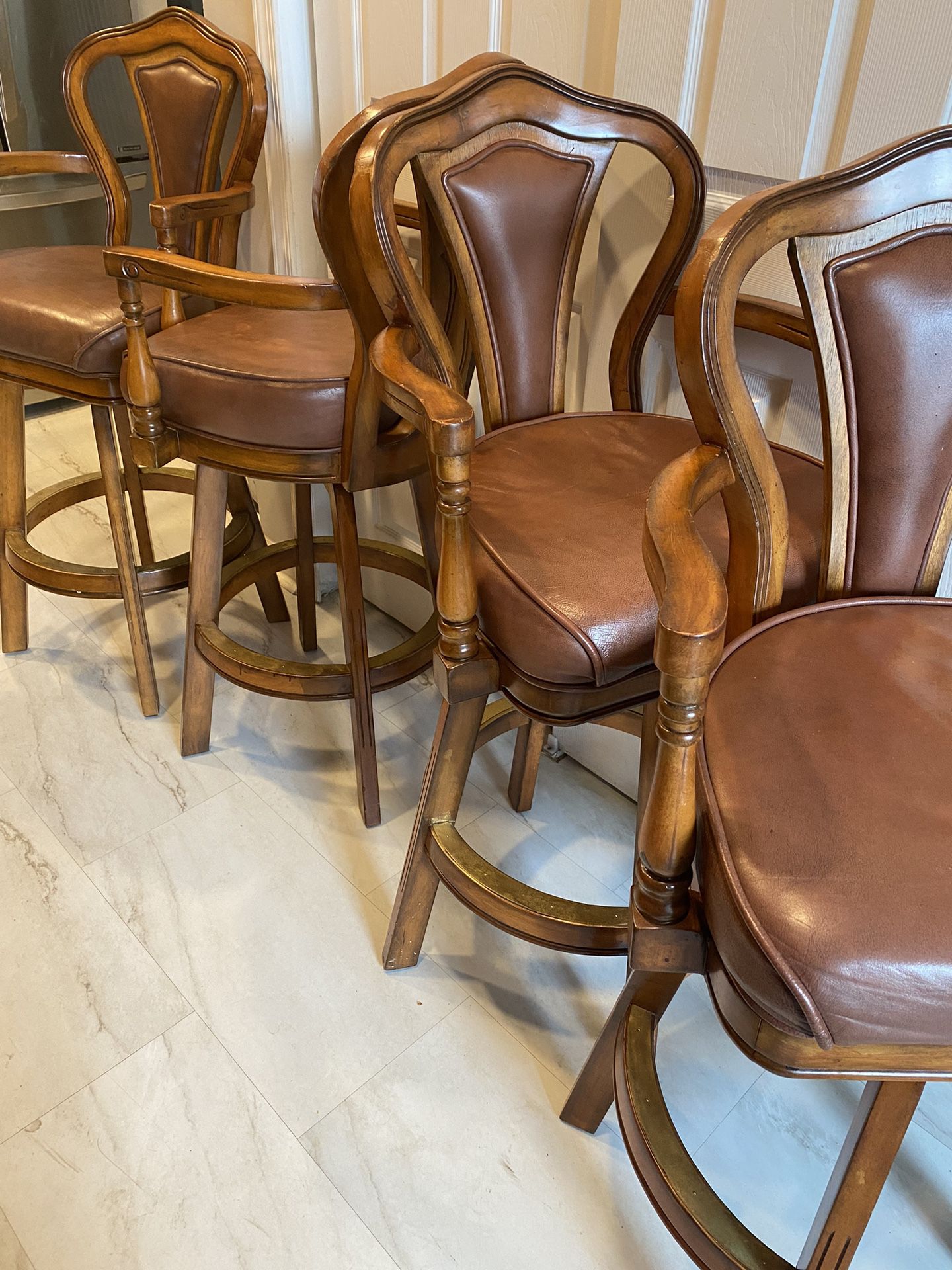 Bar Stools, Swival Bar Height With  Real Leather