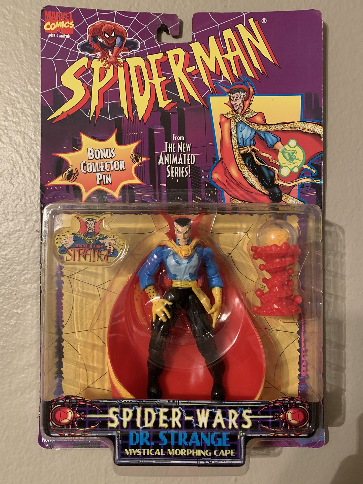 Marvel Spider-Man Animated Series Spider Wars (1995) Dr.Strange Toy Biz Figure NIP