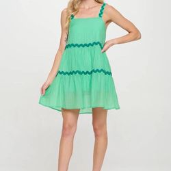 Meet me in Santorini Green Tiered Mini Dress Size S