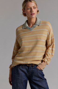BDG Oversized Polo Striped Sweater Top Urban Outfitters Cozy Soft Pullover Top