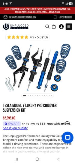 Unplugged performance Model 3/Y luxury pro coil over kit