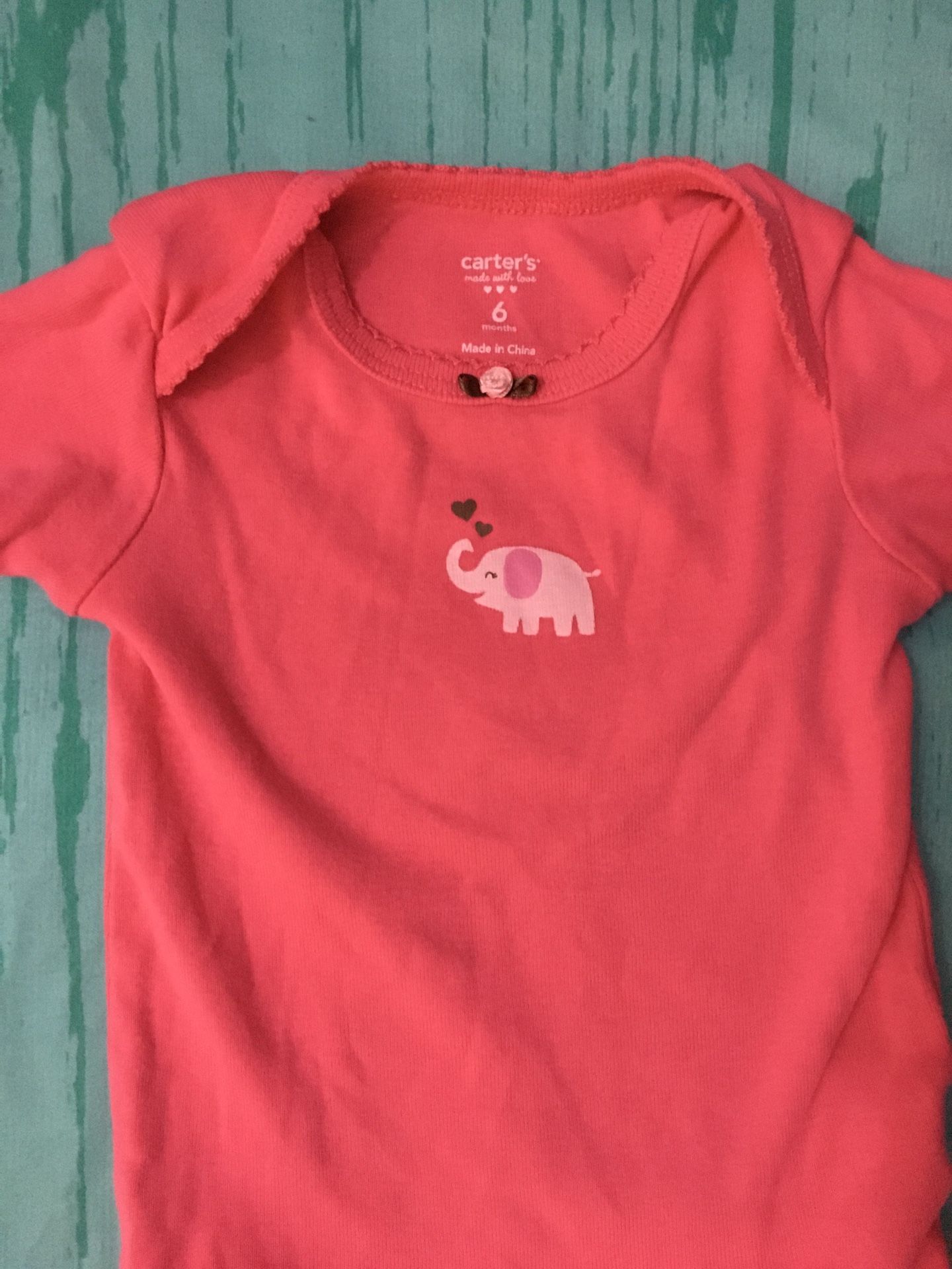 Infant Baby Girl Summer Pink Elephant Onesie