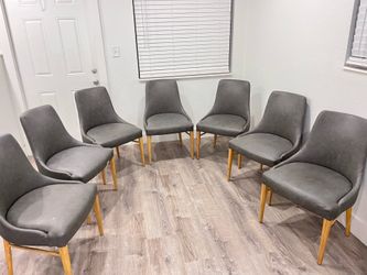 Set of Gray Wooden Dinning Chairs (7)