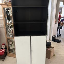 Black And White Bookshelf/Curio Cabinet