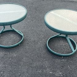 22”x22”x19”h 2 Metal And Glass Outside End Tables
