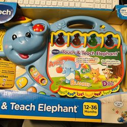 NEW VTech Touch & Teach Elephant ABCs Numbers Shapes Interactive Core Learning