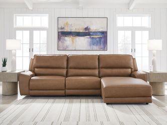 DeepWakes Caramel 3-Piece Reclining RAF Sofa Chaise