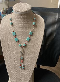 Turquoise And Red Necklace