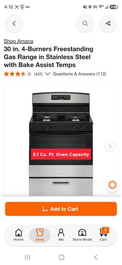 Amana 30-Inch 4-Burner Freestanding Gas Range
