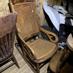 Vintage Cane Rocking Chair From 1920s