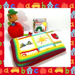 Eric Carle Minky Sherpa Crochet Baby Blanket & Book Gift Set with Richard Scarry Lowly Worm Plush