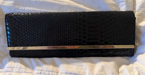 Black Snake Embossed Clutch Bag