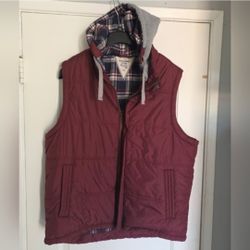 Men's XL Vest Burgundy Flannel Lining Jacket