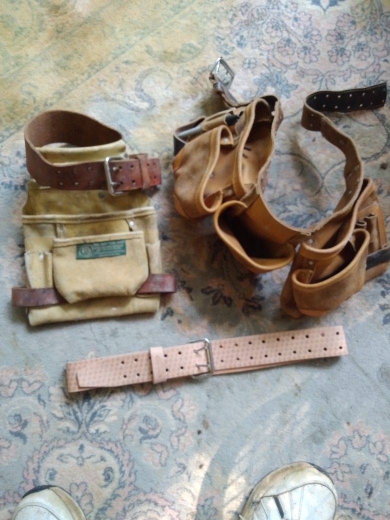 2. NAIL BAGS. WITH. BELTS.   ONE NEW. BELT