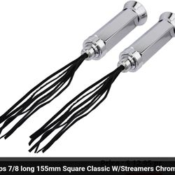 NEW SQUARE CHROME  BICYCLE GRIPS WITH TASSELS