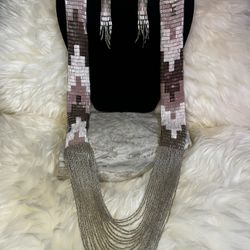 Seed Bead necklace, and earring set