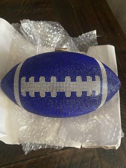 Blue football rhinestone purse