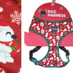 Like New - Red Holiday Dog Harness Size XL - Polar Bear, Christmas Tree Print