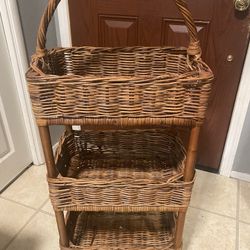 Three-Tiered Wicker Storage Organizer Unit By Zara Homes