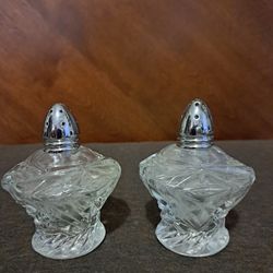 Vintage salt and pepper shakers 3" tall cut glass 