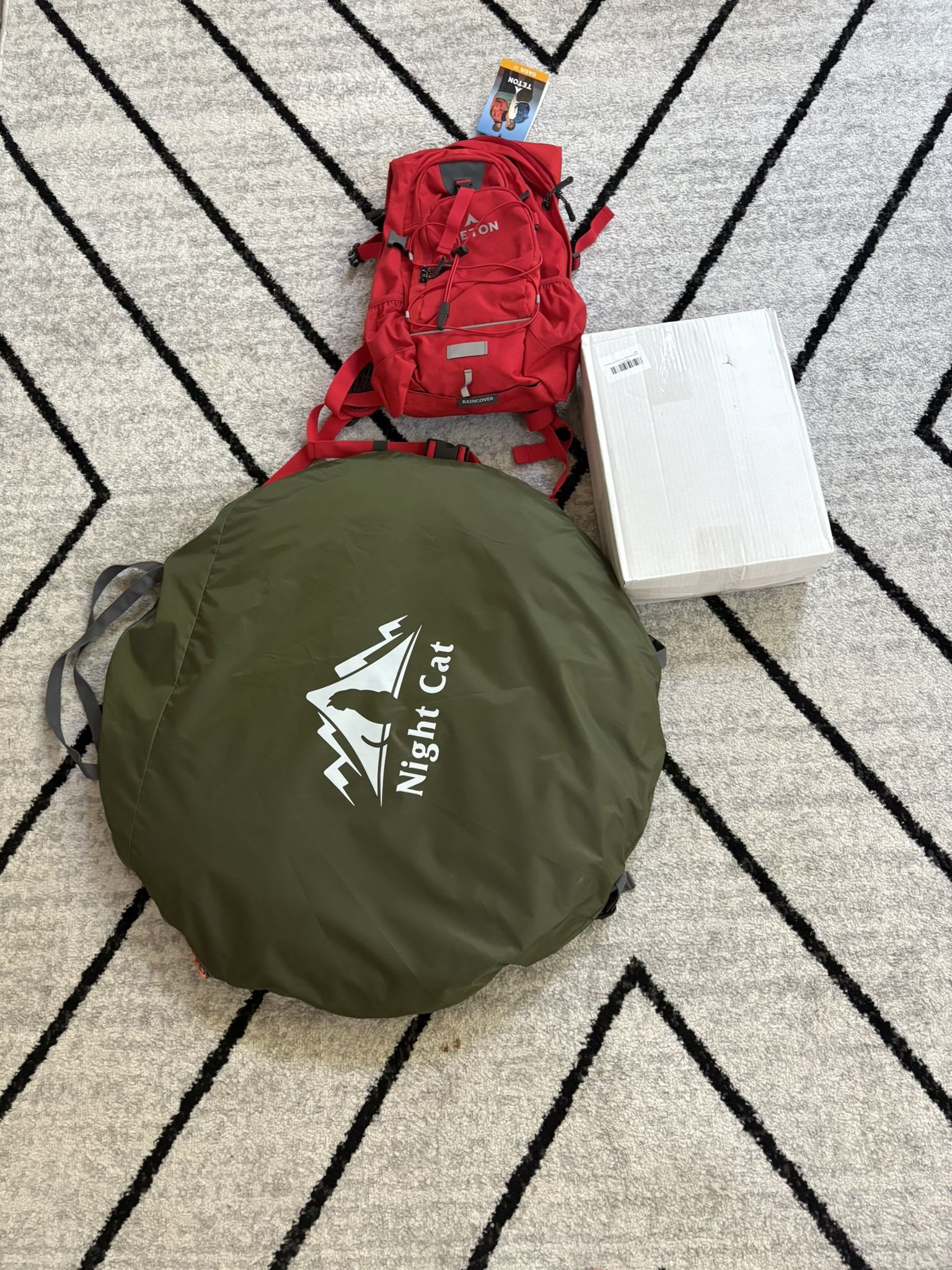 Camping Tent! Water Backpack! Sleeping Bag!