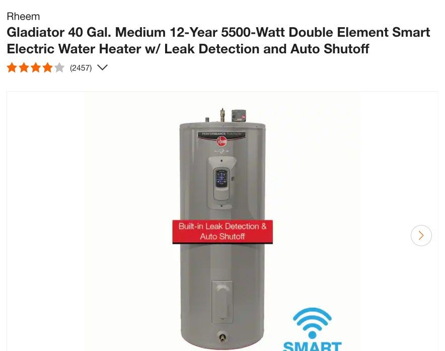 40 Gal Rheem Electric Smart Hot Water Tank