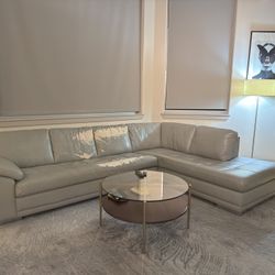 Leather Sectional Modern Italian Sofa In Gray 