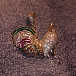 Multi Color Cubic Zirconia Rooster Charm